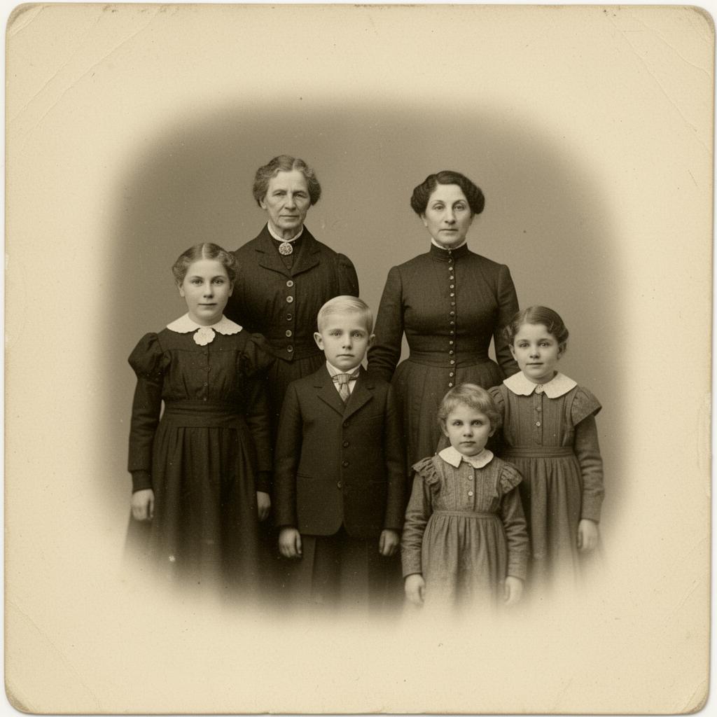 An old black and white family photograph
